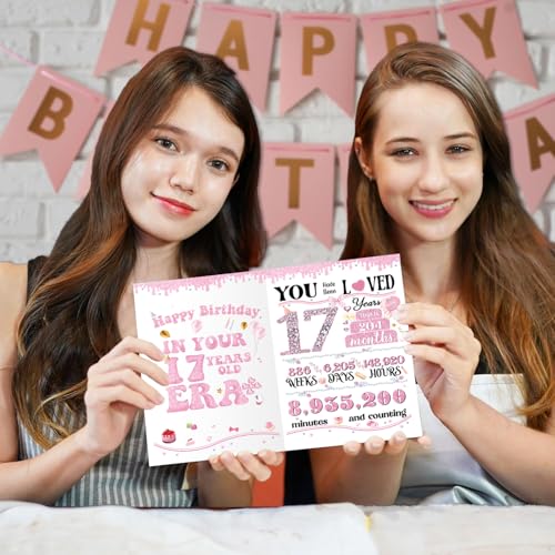 Cute 17th Birthday Card for Girls - Sweet Gift for Besties
