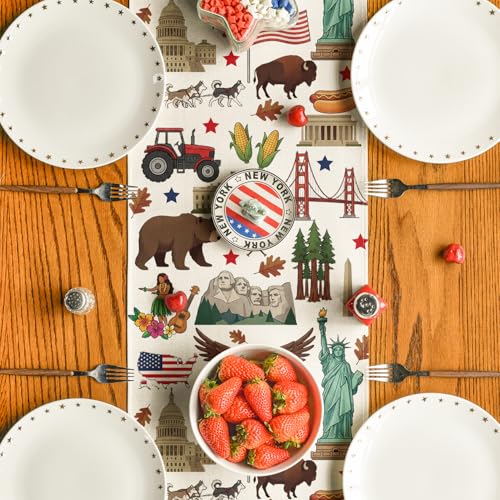 American Flag Eagle Table Runner 13x72 Inch for 4th of July
