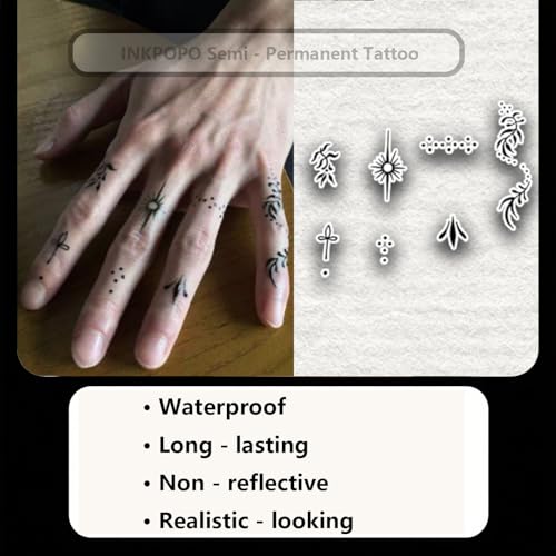 INKPOPO Long Lasting Realistic Temporary Tattoos - 3 Sheets Finger Series