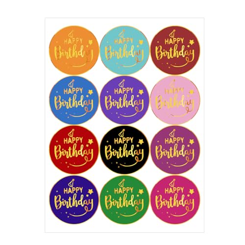 120 Gold Foil Happy Birthday Stickers - 1.5" Round Labels for Cards & Gifts