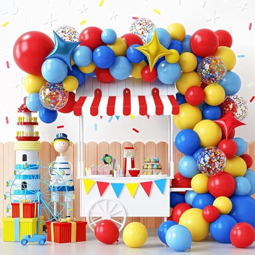 2-Piece Circus Carnival Tent Awning Wall Decoration - Red and White Stripe