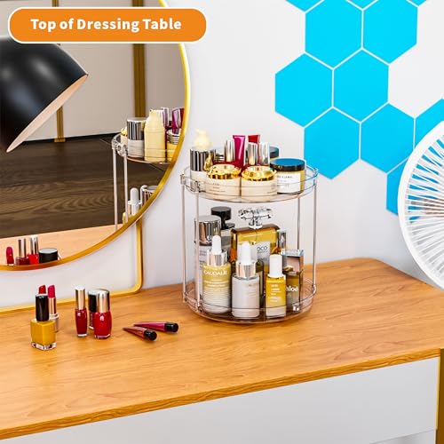 SuoXing 9.5W 2-Tier Lazy Susan Turntable for Kitchen Cabinets & Pantry, Spices & Condiments Organizer, 1 Pack