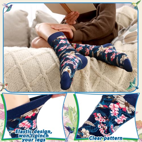 Hummingbird Gift Set with 16 oz Glass Tumbler Cosmetic Bag and Socks - Variation of Hummingbird
