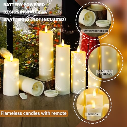 Nimiko Waterproof Flameless LED Candles with Timer & Remote - Ivory, 2 Pack