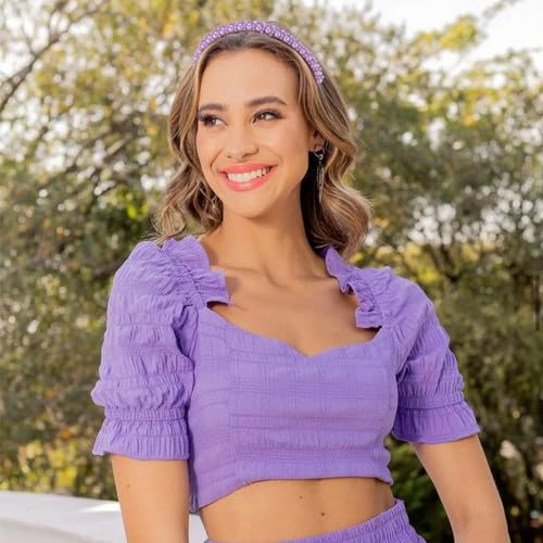 Hapdoo Purple Pearl Headband for Women and Girls - Beaded Hair Hoop