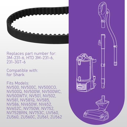 Replacement Vacuum Belt for Shark Rotator NV500 Series, 2-Pack (3M-231-6)