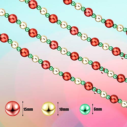 15ft Christmas Beaded Garland with Candy Cane Design for Holiday Decorations