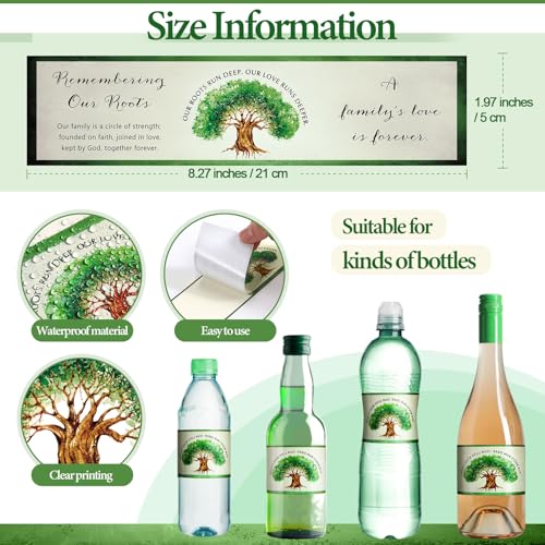 Dunzoom 100 Pcs Family Reunion Water Bottle Labels Stickers Classic Style