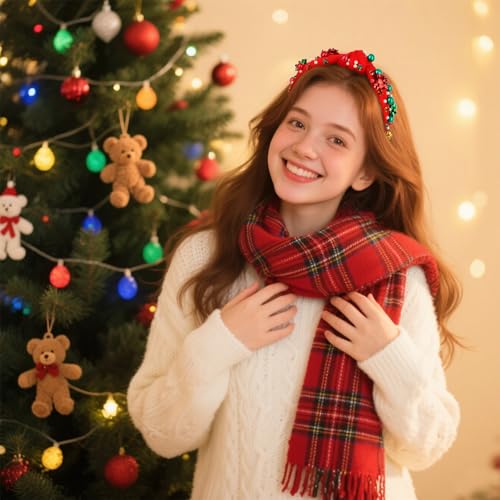 GAFATORY Christmas Rhinestone Pearl Headband - Festive Holiday Hair Band