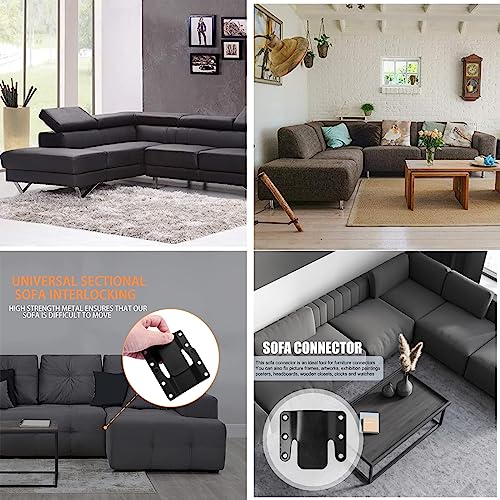 Universal Sofa Interlocking Brackets 6 Pack - Furniture Connectors with Screws