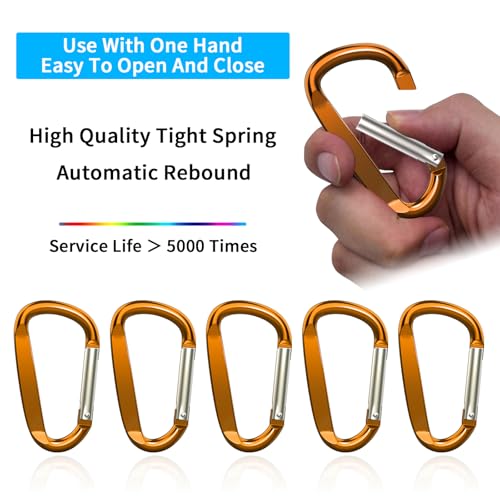 3" Aluminum Carabiner Clips, 12PCS D Ring Shape Keychain Carabiners Hook Buckle