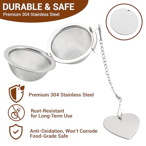 Stainless Steel Tea Infuser 2-Pack - Extra Fine Mesh Strainer & Scoop Clip