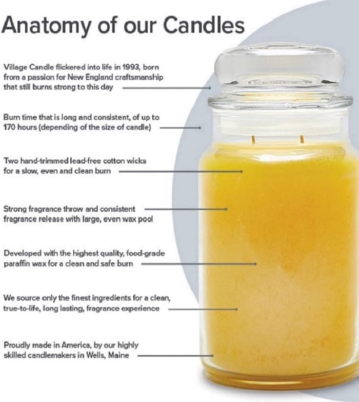 Village Candle Mulled Cider Large Glass Scented Candle - 21.25 oz, Red, Double Wick