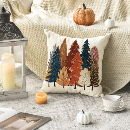 18x18 White Fall Trees Throw Pillow Cover - AVOIN colorlife