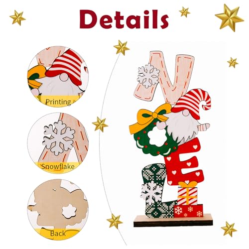 Wooden Christmas Gnome Centerpiece Signs - 2 Pack Table Decor