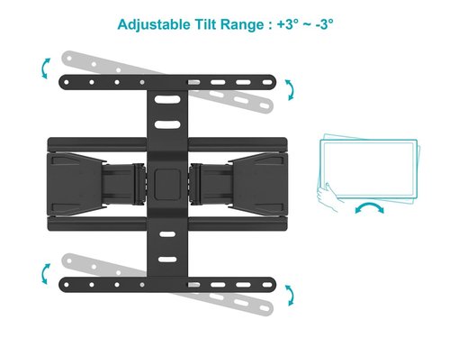 Monoprice Ultra-Slim Full-Motion Articulating TV Wall Mount Bracket - For 40" ~ 75" TVs Max Weight 66lbs VESA Up to 200x200 Concrete & Brick Compatible, Black