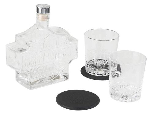 Harley-Davidson Bar & Shield Logo Decanter Set, Hand Blown Set HDL-18746