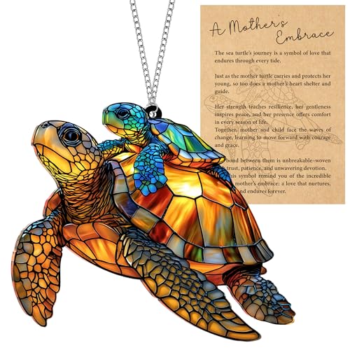 Sea Turtle Gift for Women, Mom & Daughter Christmas Ornament with Card