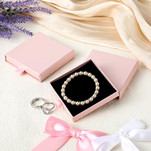 Dimeho Pink Jewelry Gift Boxes, 2-Pack Small Cardboard Boxes with Sponge