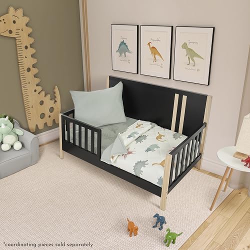 Evolur 2-Pack Organic Cotton Fitted Crib Sheets - Sage Green Dinosaur Print