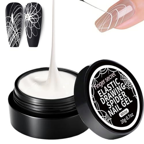 Finger Secret White Spider Nail Gel Kit - 20g Elastic Drawing Line Paint with Brush