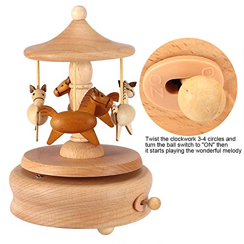 Carousel Music Box Beech Wood Castle in the Sky Melody Gift