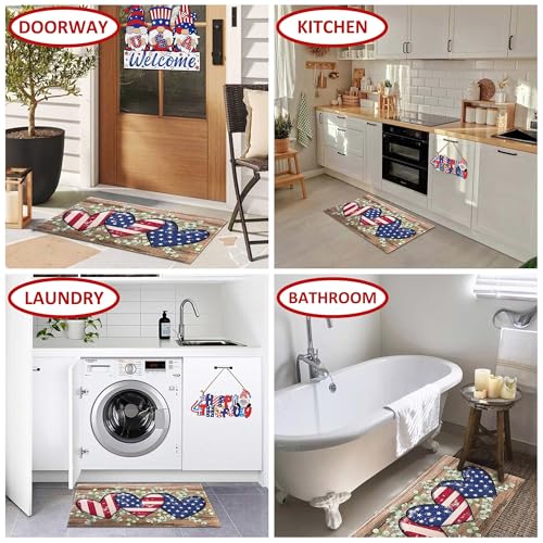 Patriotic Stars & Stripes Eucalyptus Doormat - Independence Day 17x30 Inch