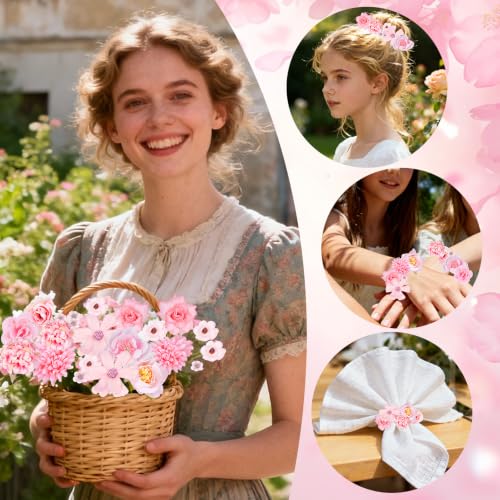 Pink Mini Artificial Flower Heads – 48 Pcs for DIY Crafts & Decor