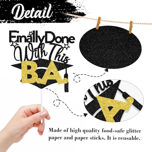 Finally Done With This B.A Graduation Cake Topper Glitter Party Decor