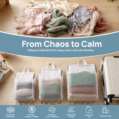 Mesh Laundry Bags 3-Pack for Delicates - Large, Medium, Small