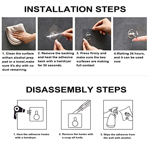 ZESLMG 12 Pack Large Adhesive Wall Hooks - Heavy Duty Removable Sticky Hooks