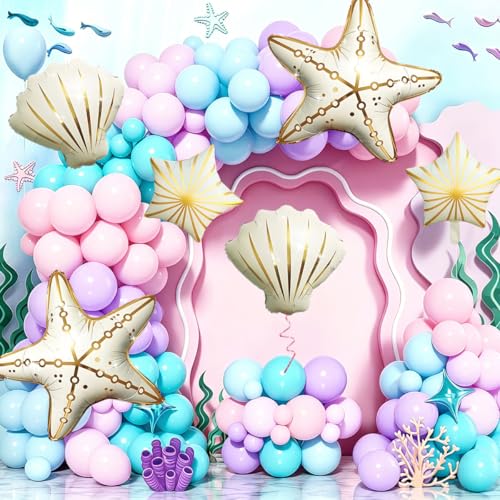6Pcs Ocean-Themed Starfish and Seashell Balloons Set