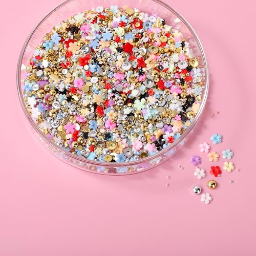 AIPULIDUO 4-Box AB Rhinestones & Pearls Nail Art Kit with Tweezers