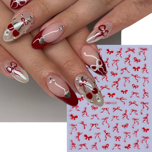 8 Sheets 3D Self-Adhesive Ribbon Bow Nail Art Stickers Decals