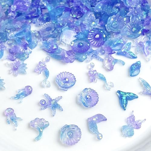 100Pcs Ocean Theme Nail Gems and Charms Glow in the Dark Shells