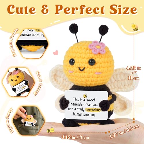 Handmade Crochet Bee Inspirational Gift for Women - Encouragement Affirmation