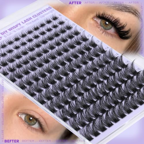 Kiromiro Wispy Lash Clusters DIY Eyelash Extensions 8-18mm 144pcs C Curl