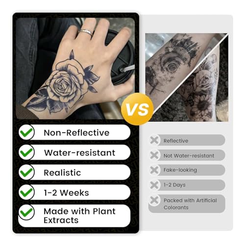 INKPOPO Long Lasting Realistic Temporary Tattoos - 3 Sheets Finger Series