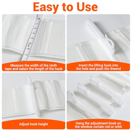 Adjustable Plastic Curtain Hooks - Pinch Pleat Hooks, 30PCS Set
