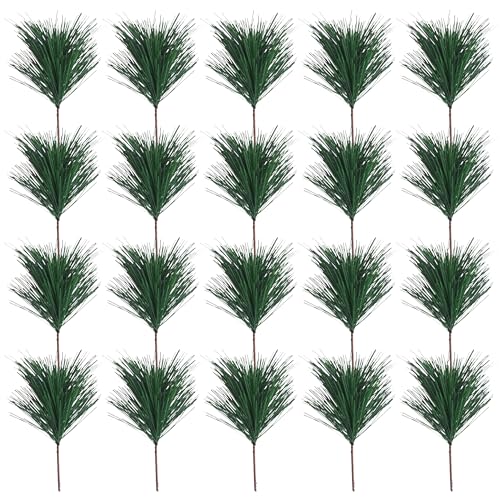 20PCS Artificial Pine Needle Branches for Holiday Christmas Decor