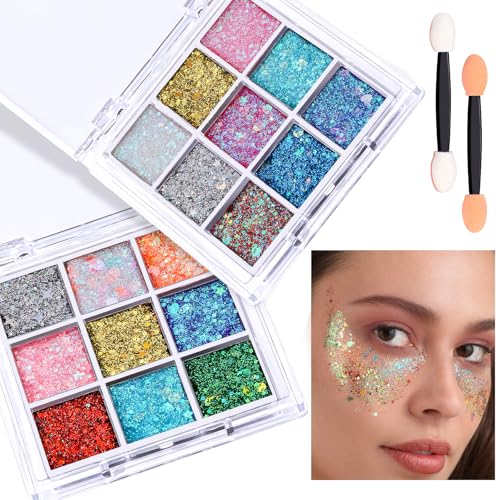 FANDAMEI Face Glitter Gel Palette - 18 Colors Body and Hair Glitter