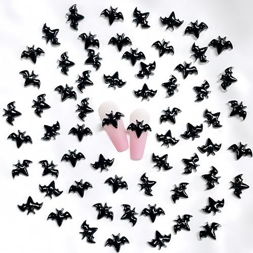 200Pcs Halloween Bat Nail Art Charms 3D Resin Flatback Gems