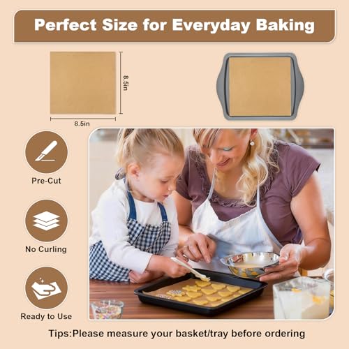 Cinyarly Non-Stick Parchment Paper Sheets - 220 Pcs, 8.5x8.5 Inch