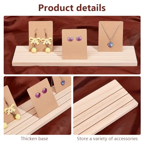 Wooden Earring Display Stand - 3-Slot Jewelry Organizer Tray