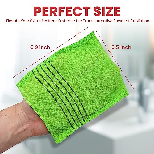 Korean Exfoliating Bath Mitts - 6 Pack Anti-Shrink Viscose Rayon Body Scrub Gloves