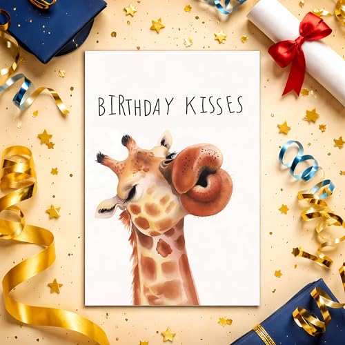 Funny Giraffe Birthday Card | Cute Animal Humor Greeting Card