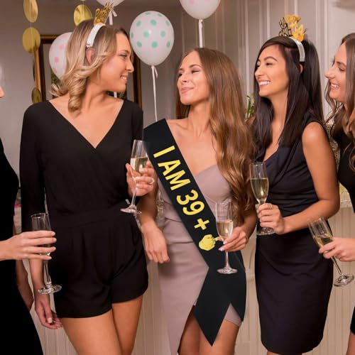 CIEHER 40th Birthday Sash - Black Satin with Gold Foil