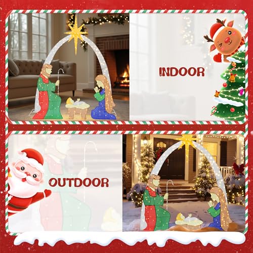 Outdoor 6ft Lighted Nativity Scene Set with 240 LED Lights for Christmas Yard and Garden