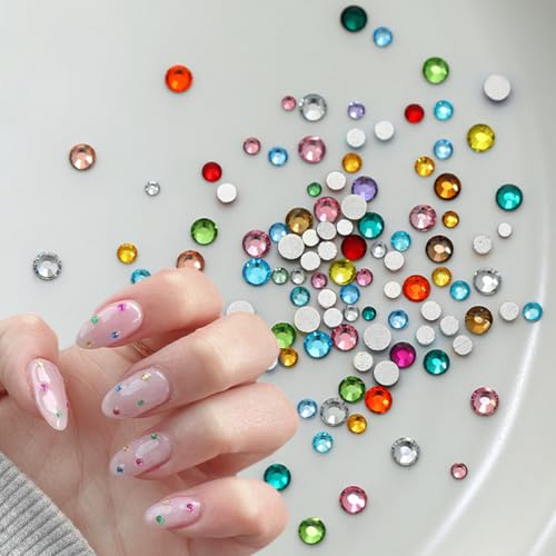 1440Pcs 3D Flatback Rhinestones Nail Art Gems Mixed Colors Crystal Diamonds