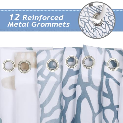 Bonhause Nautical Coastal Shower Curtain, 72x72 Waterproof Ocean Theme